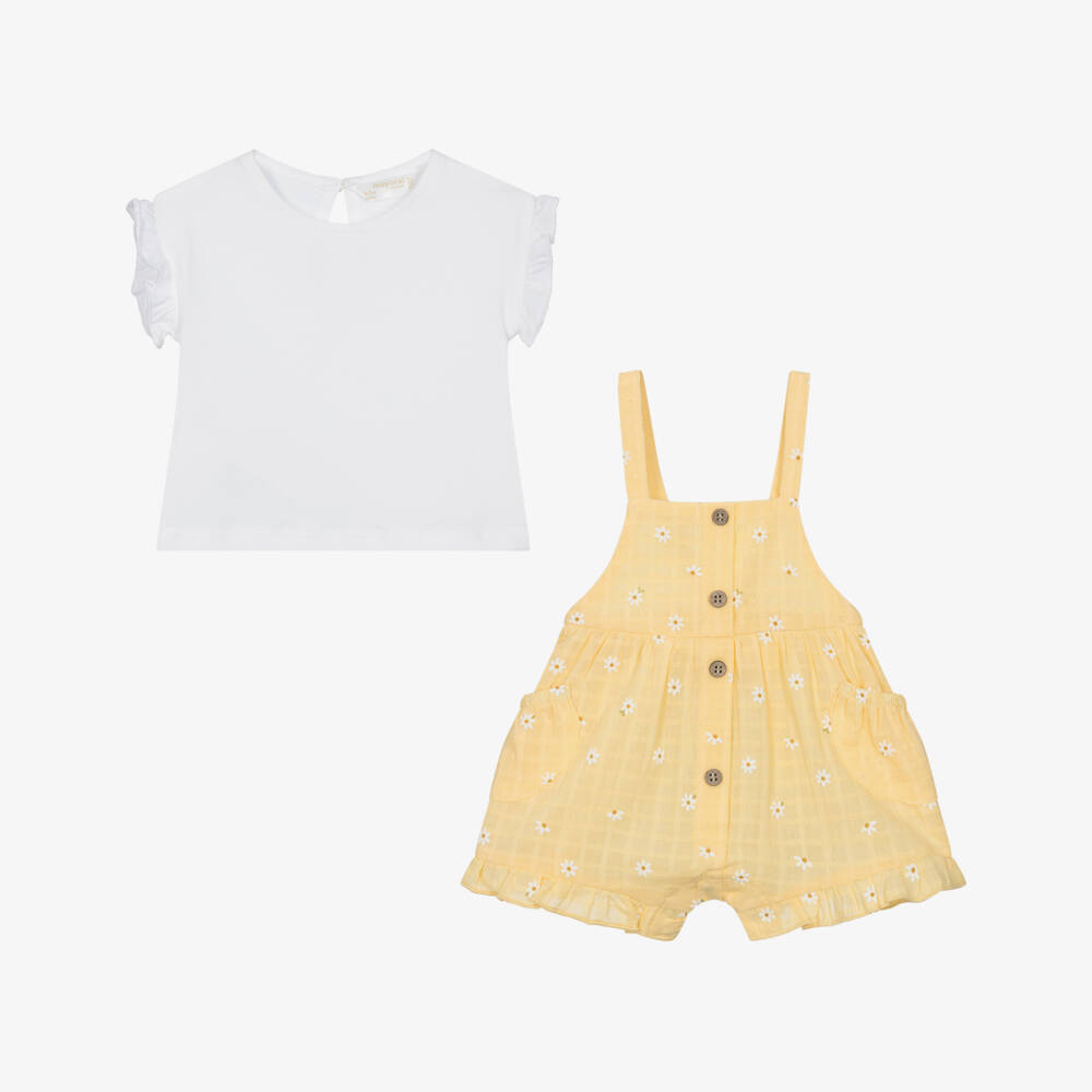 Mayoral Newborn-Girls Sunny Cotton Dungaree Outfit | Childrensalon Outlet
