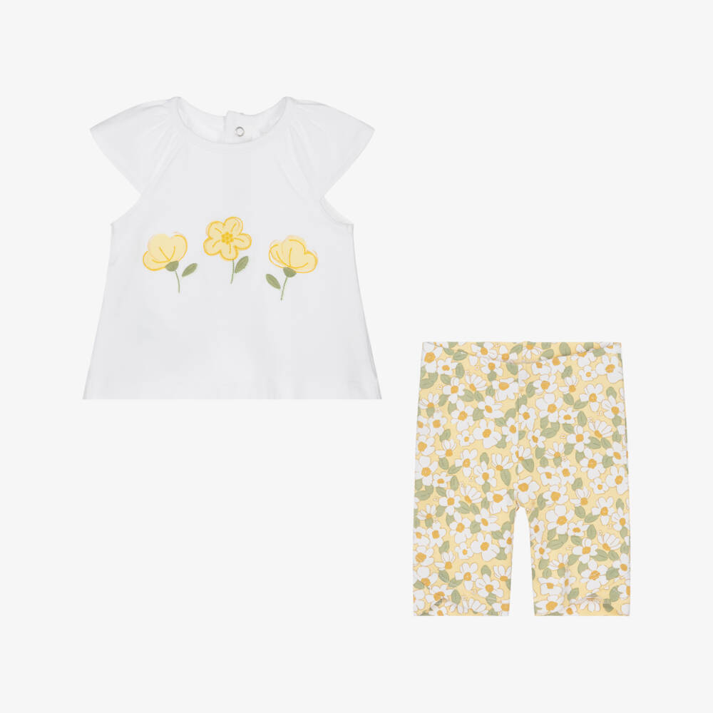 Mayoral Newborn-Girls Sunny Daisy Cotton Ensemble | Childrensalon Outlet