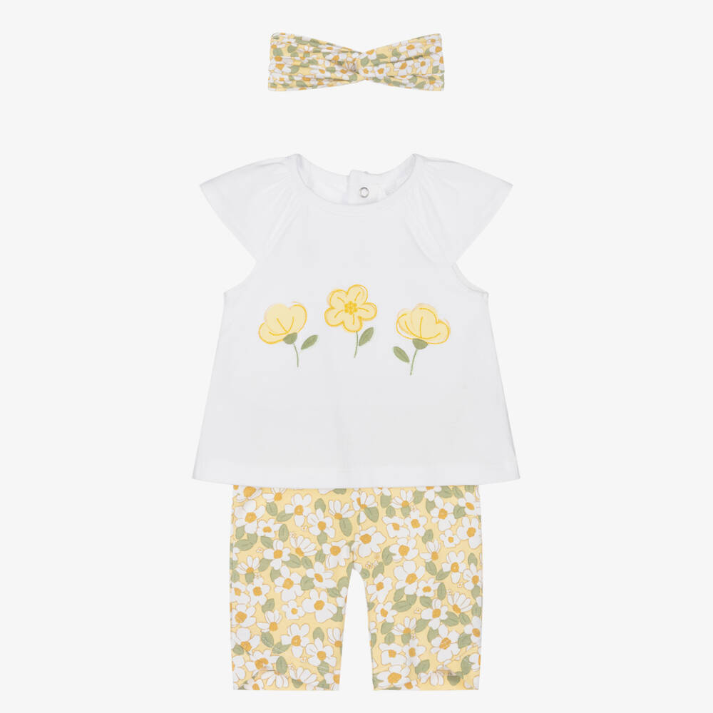 Mayoral Newborn-Girls Sunny Daisy Cotton Ensemble | Childrensalon Outlet