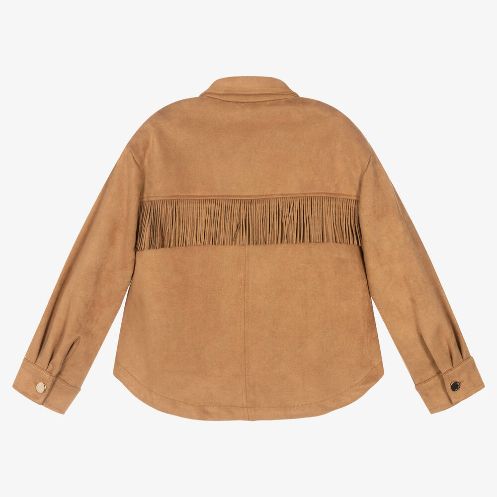 مايورال-جاكيت جلد شامواه صناعي لون بني للبنات | Childrensalon Outlet
