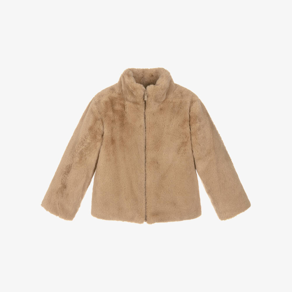 Mayoral-Girls Tan Faux Fur Coat | Childrensalon Outlet