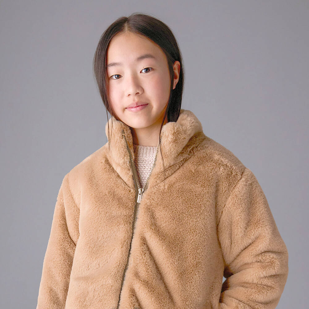 Mayoral-Girls Tan Faux Fur Coat | Childrensalon Outlet