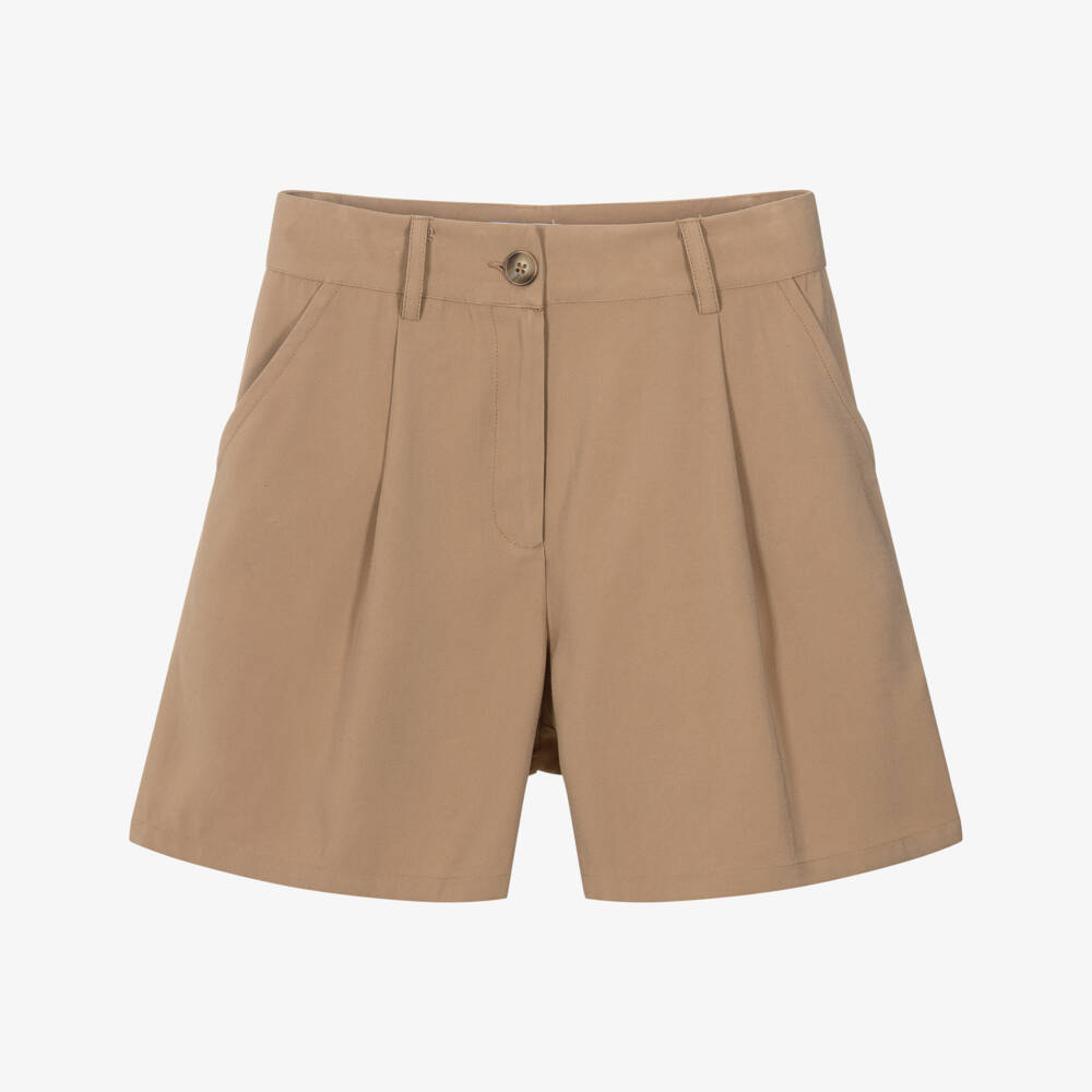 Mayoral-شورتات بناتية بلون بني فاتح مع حزام وثنيات | Childrensalon Outlet