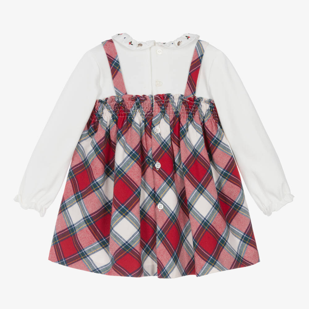 Mayoral Newborn-فستان تارتان قطن لون أحمر للمولودات | Childrensalon Outlet