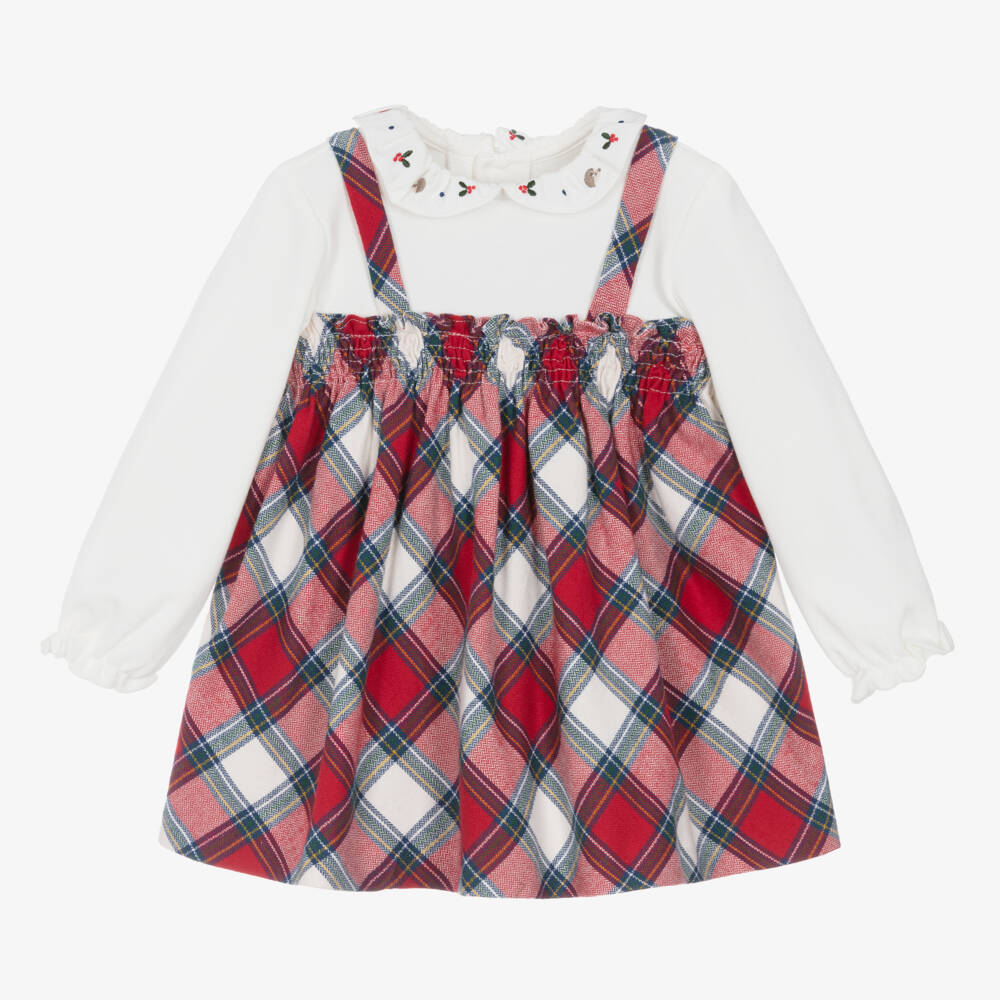 Mayoral Newborn-Girls Tartan Cotton Red Dress | Childrensalon Outlet