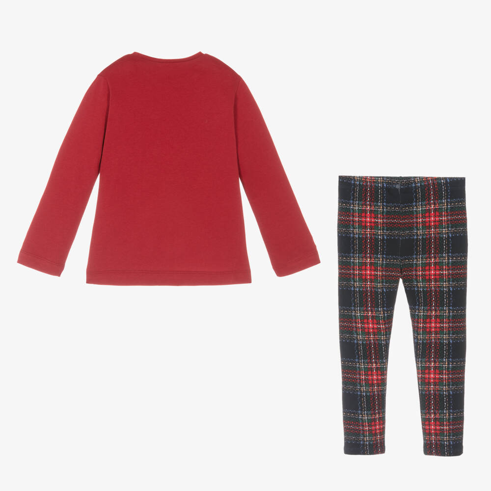 Mayoral-طقم ليقنز تارتان قطن لون أحمر للبنات | Childrensalon Outlet