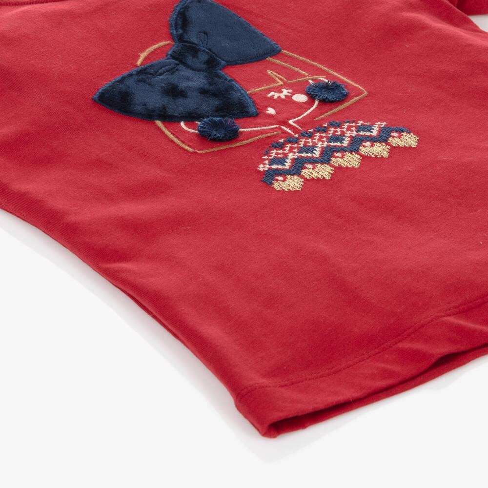 Mayoral-طقم ليقنز تارتان قطن لون أحمر للبنات | Childrensalon Outlet