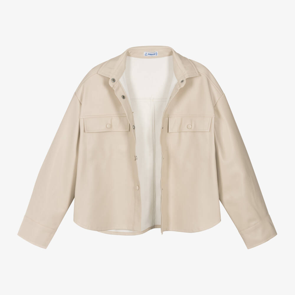 مايورال-قميص جلد صناعي لون بيج للبنات | Childrensalon Outlet