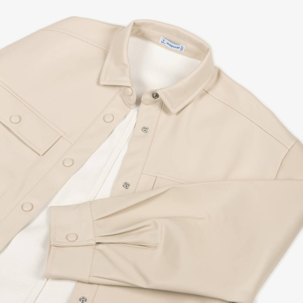 مايورال-قميص جلد صناعي لون بيج للبنات | Childrensalon Outlet