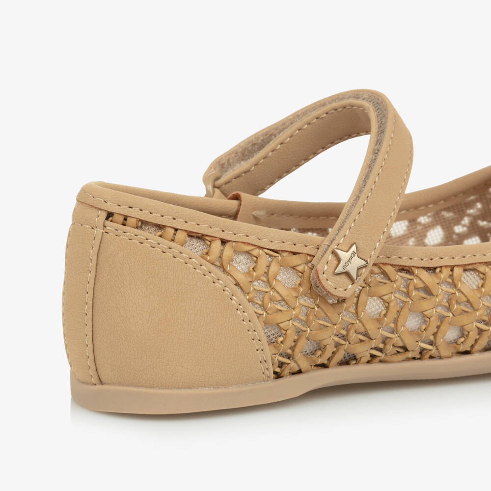 Mayoral-Girls Taupe Faux Leather Woven Pumps | Childrensalon Outlet