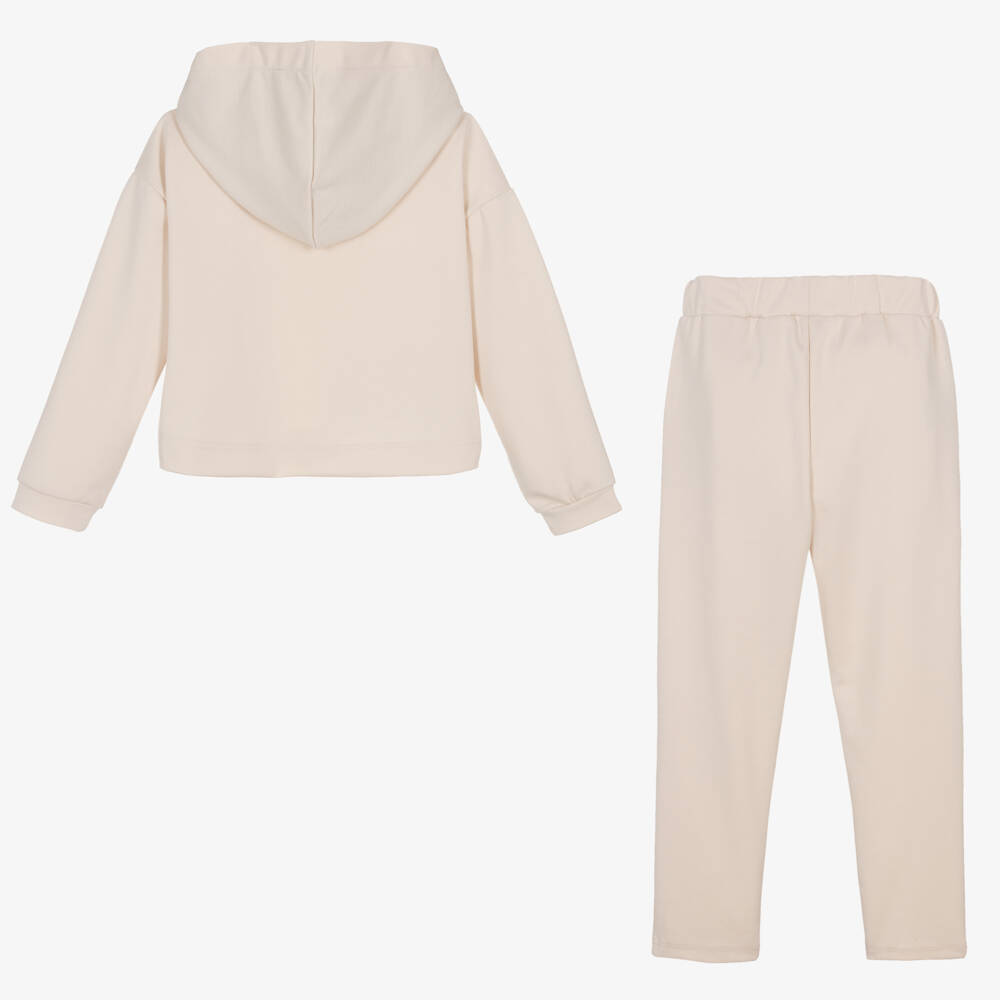 Mayoral-Girls Taupe Hooded Jogger Set | Childrensalon Outlet