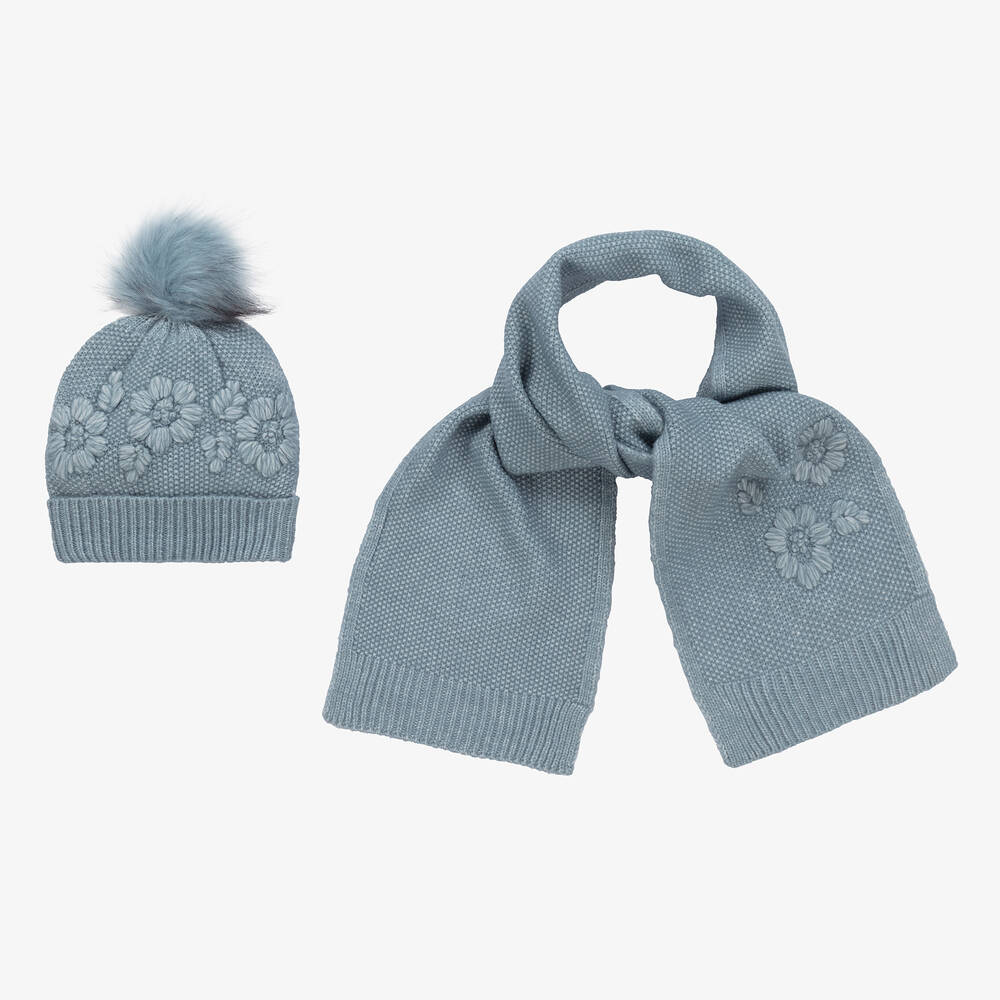 Mayoral - Ensemble bonnet bleu en maille | Childrensalon