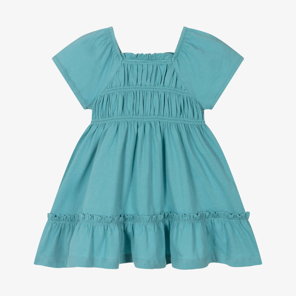 Mayoral-Платье из хлопка цвета бирюзы и сумка для девочек | Childrensalon Outlet