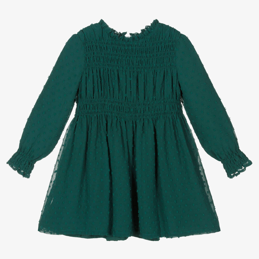 Mayoral - Girls Teal Green Chiffon Dress | Childrensalon