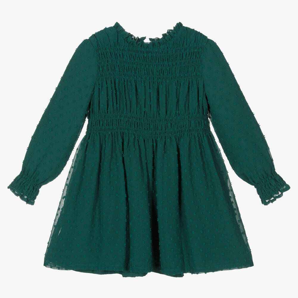 Mayoral - Robe verte en mousseline fille | Childrensalon