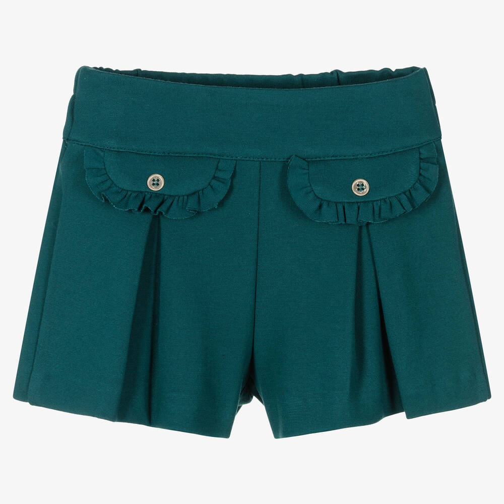 Mayoral-Girls Teal Green Jersey Shorts | Childrensalon Outlet