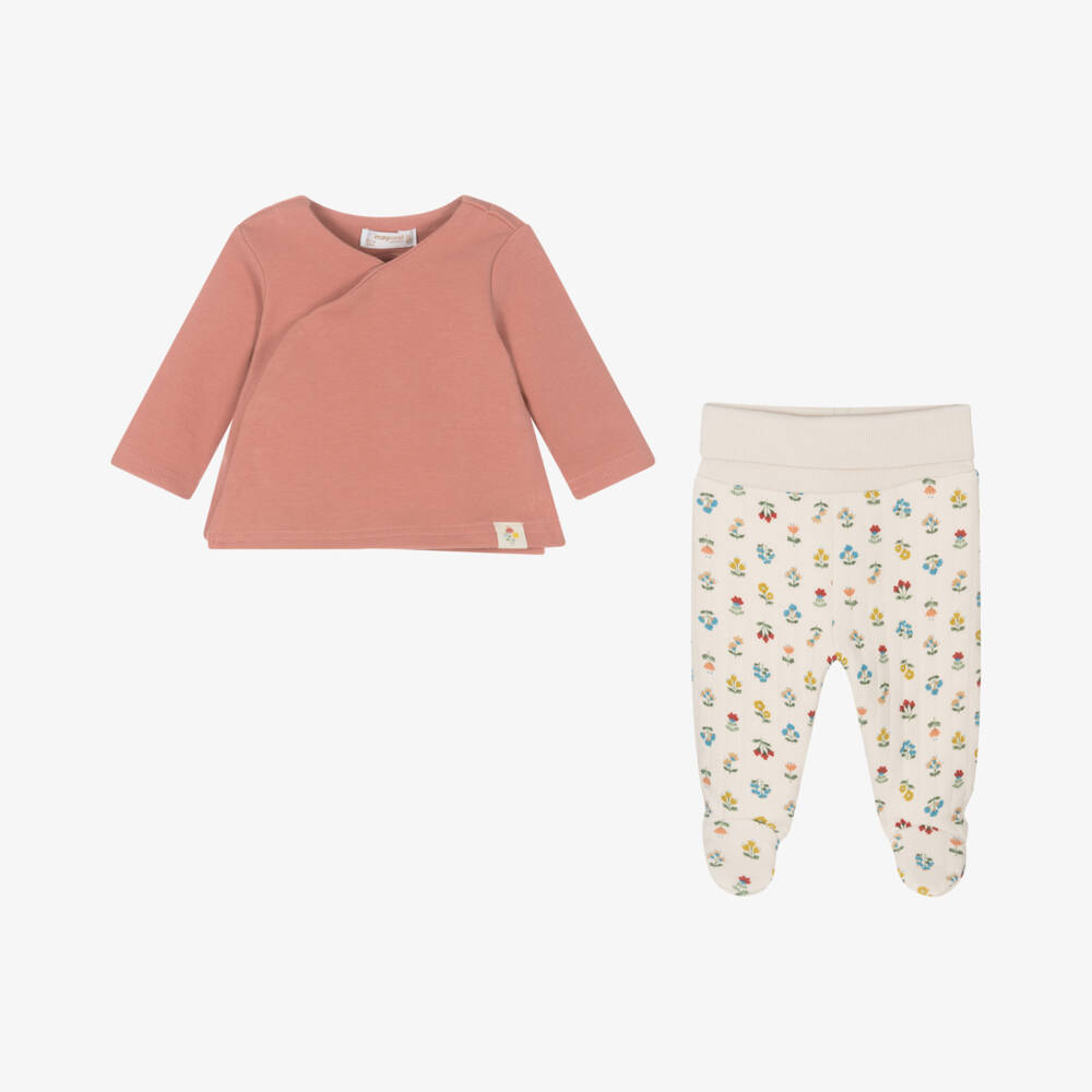 Mayoral Newborn-Girls Terracotta Floral Babysuit Ensemble | Childrensalon Outlet