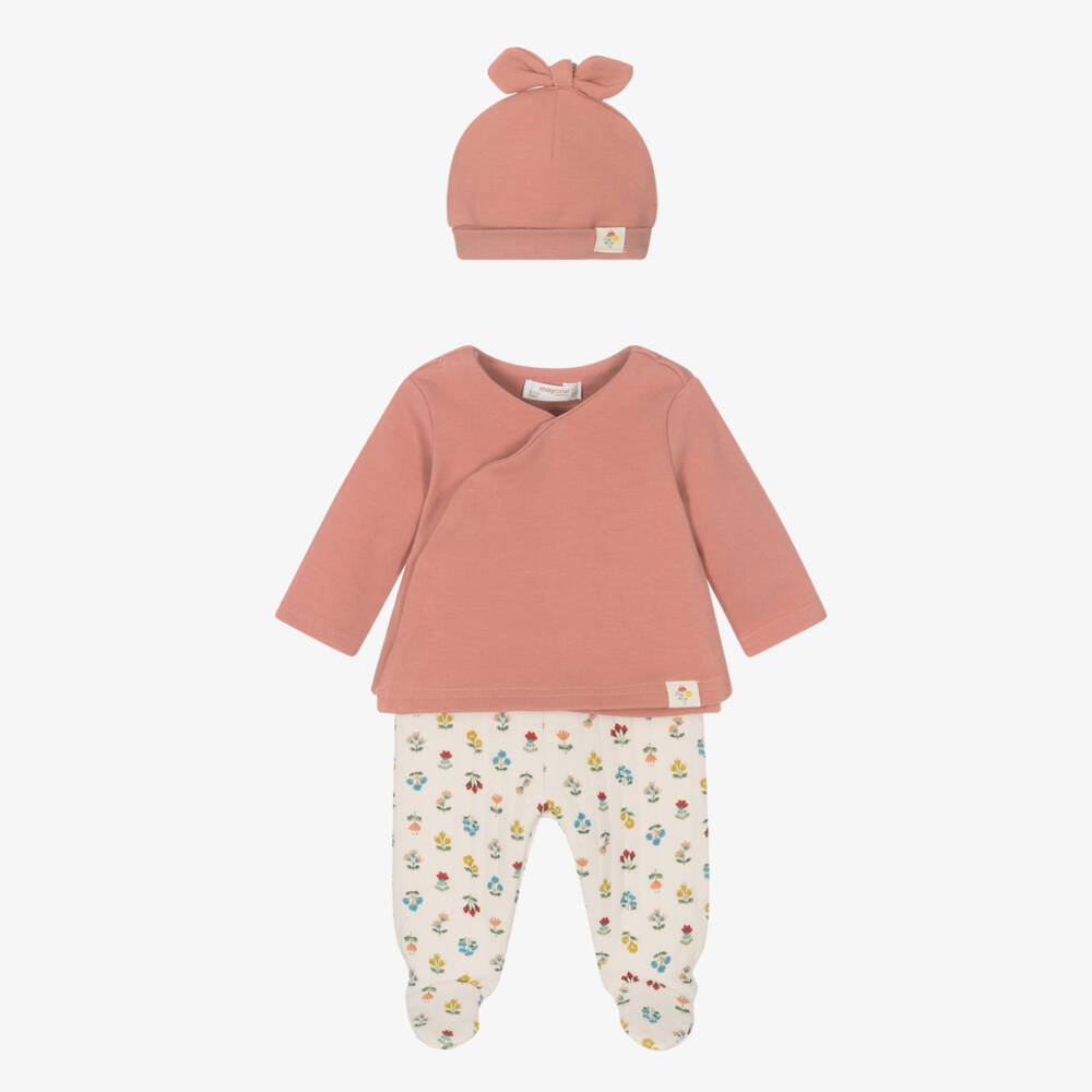 Mayoral Newborn-Girls Terracotta Floral Babysuit Ensemble | Childrensalon Outlet