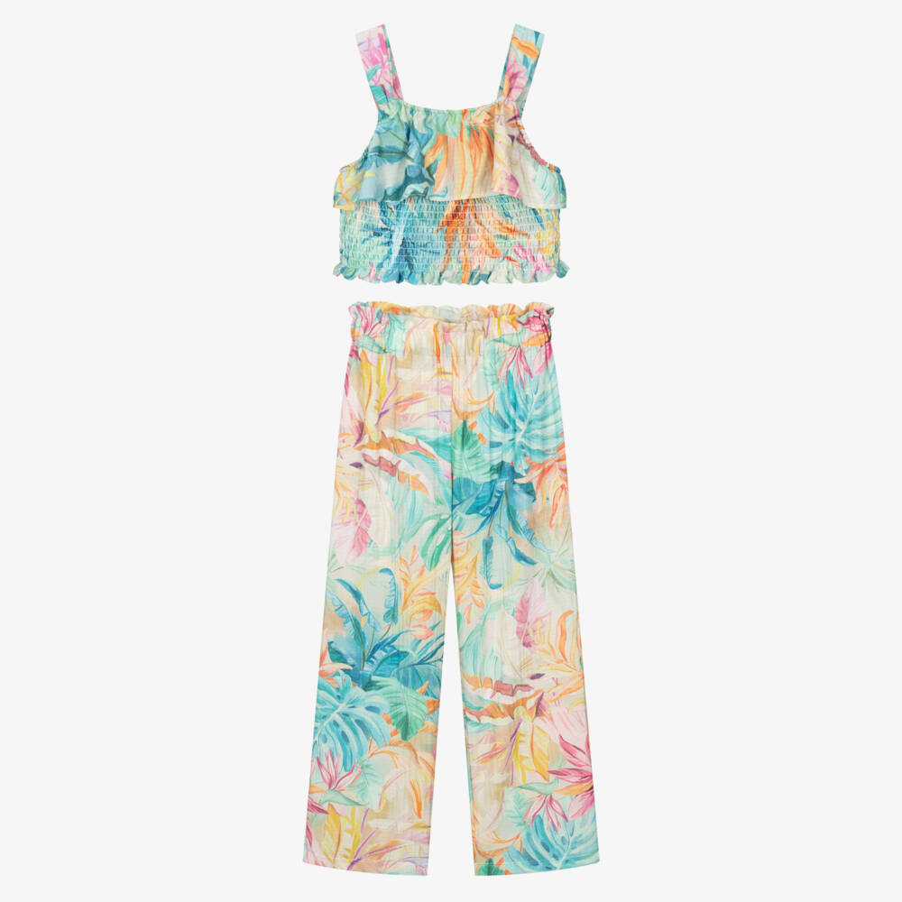 Mayoral-Girls Tropical Bloom Trouser Ensemble | Childrensalon Outlet