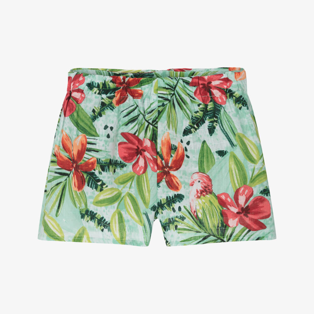 Mayoral-Girls Tropical Blossom Cotton Shorts | Childrensalon Outlet