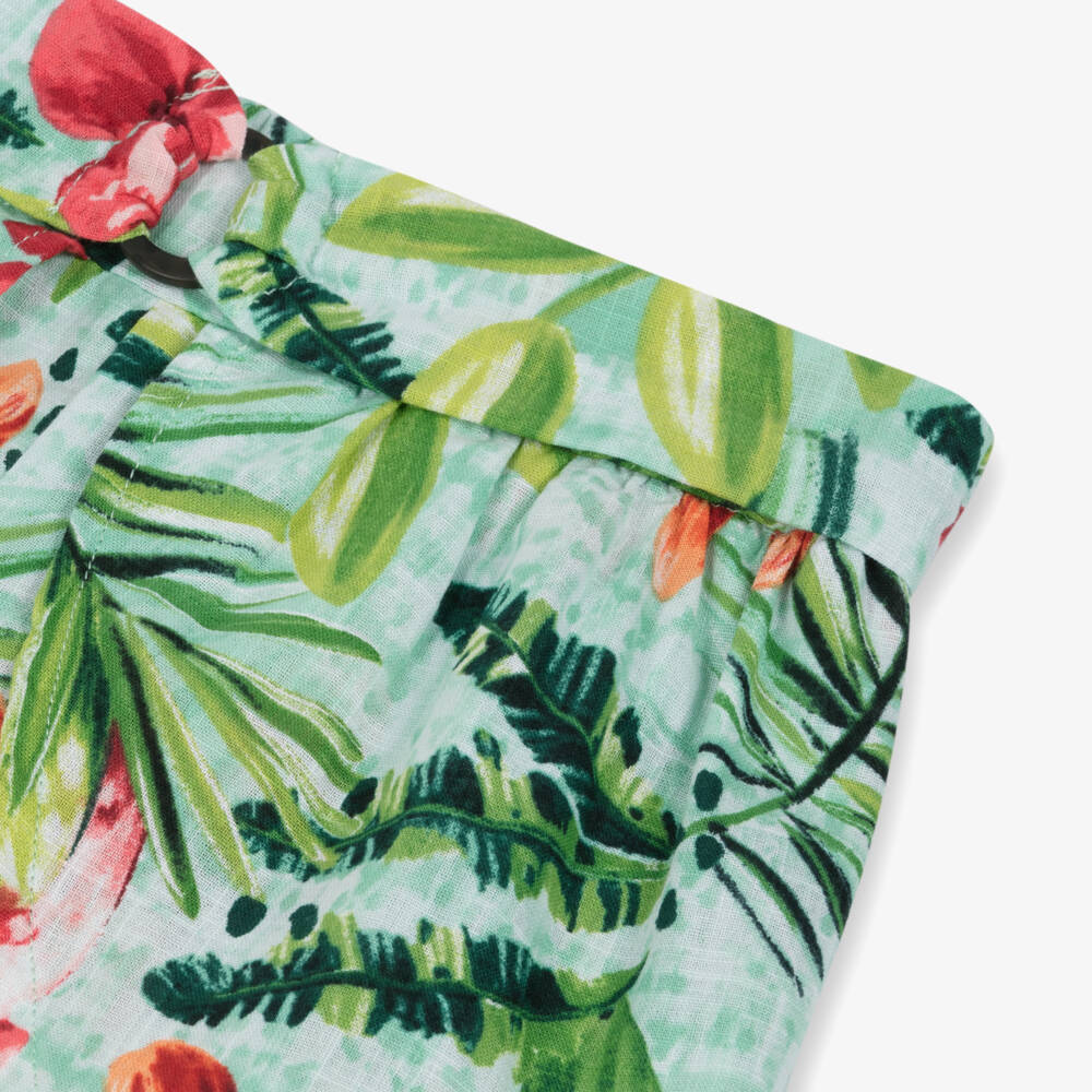 Mayoral-Girls Tropical Blossom Cotton Shorts | Childrensalon Outlet