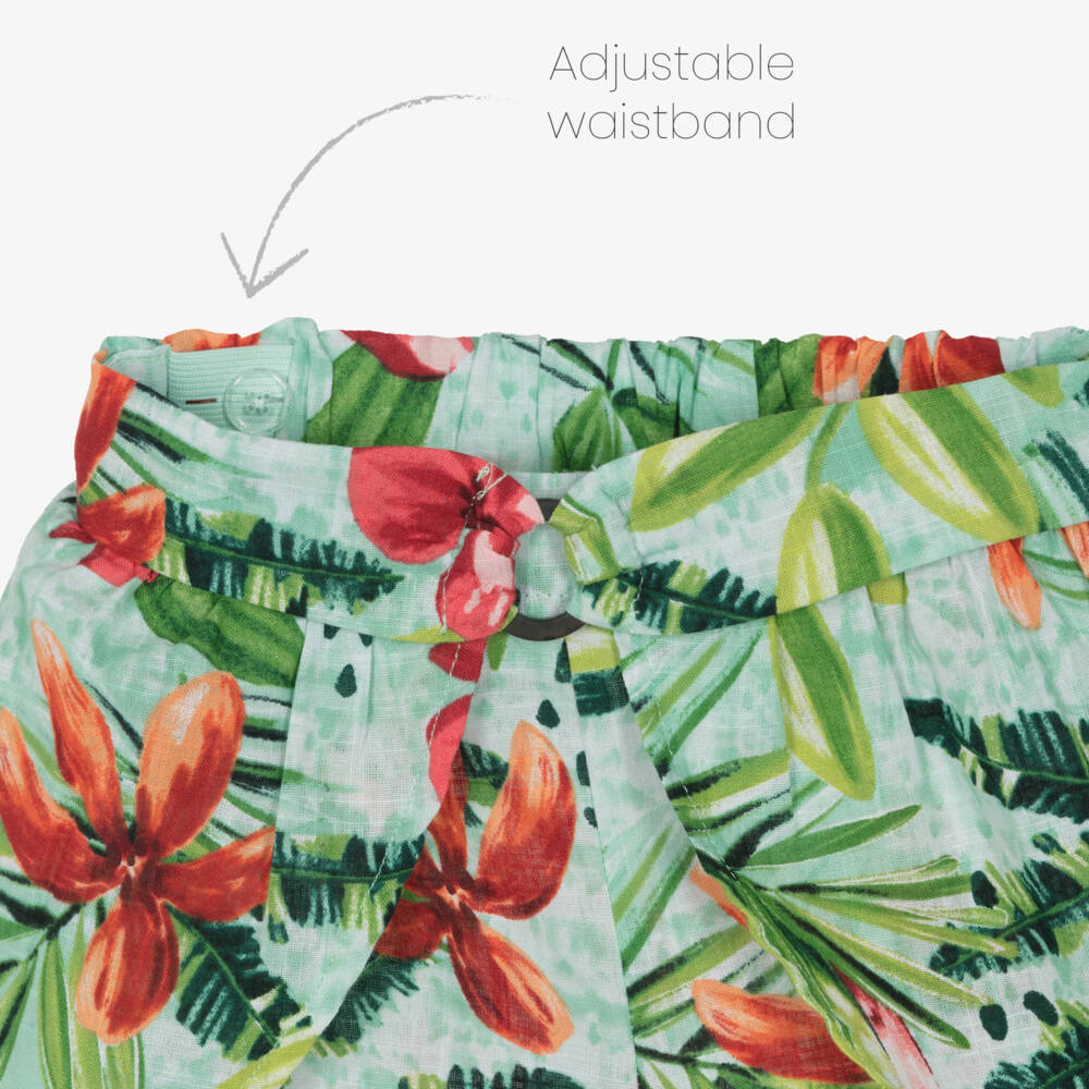 Mayoral-Girls Tropical Blossom Cotton Shorts | Childrensalon Outlet