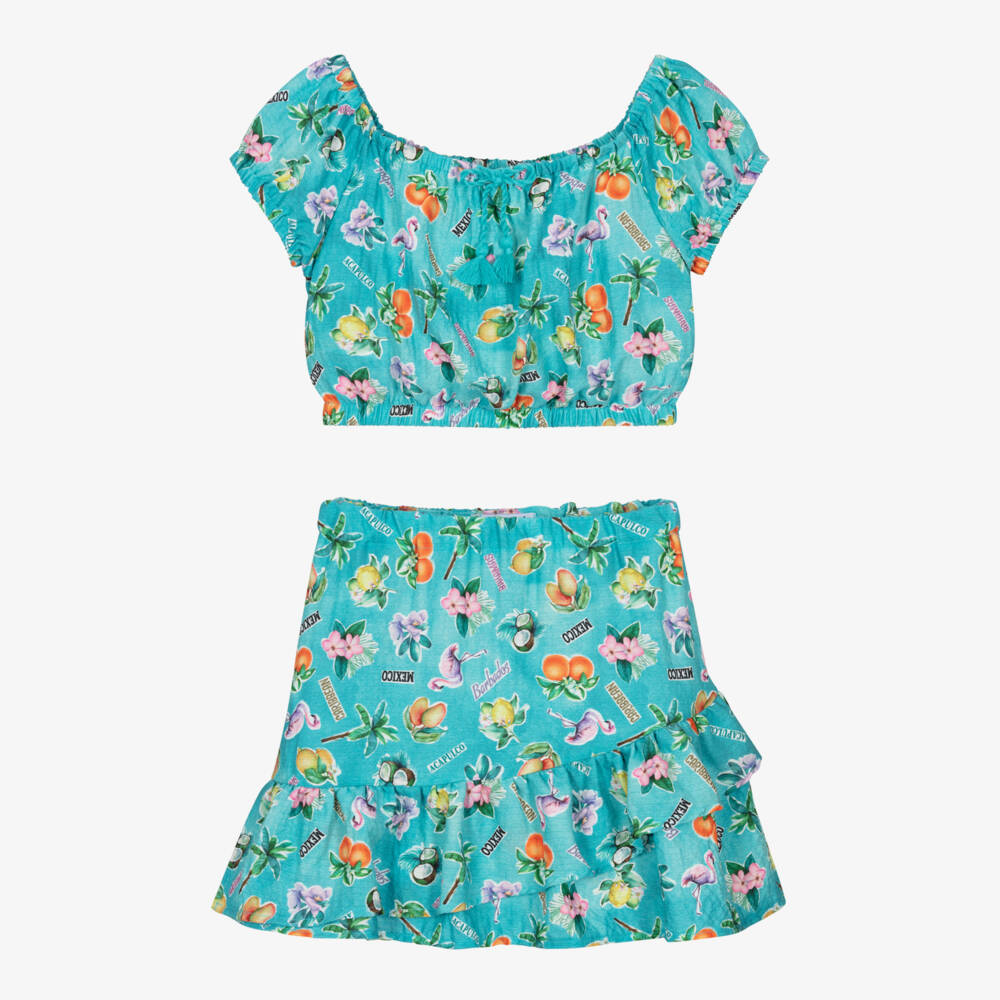 Mayoral-طقم استوائي فيروزي للبنات | Childrensalon Outlet