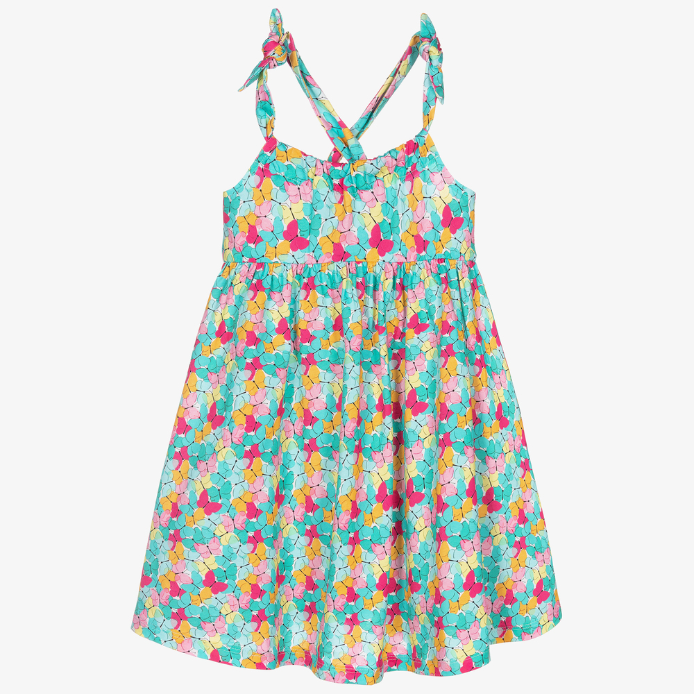 Mayoral - Girls Turquoise Butterfly Dress | Childrensalon