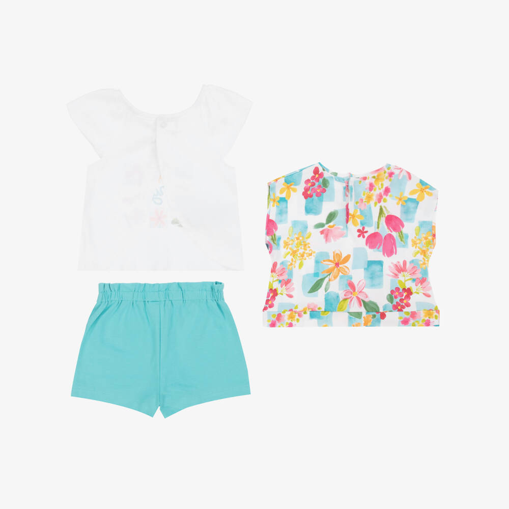 Mayoral-Летний комплект из бирюзового хлопка для девочек | Childrensalon Outlet