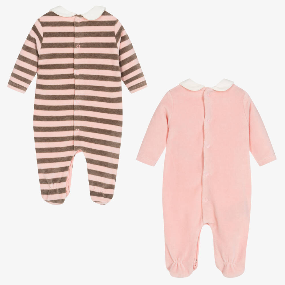 Mayoral Newborn Girls Velour Babygrows (2 Pack) Childrensalon Outlet