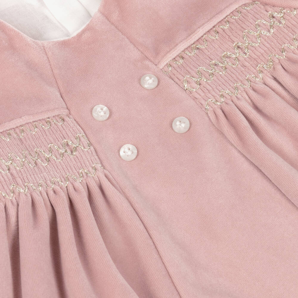 Mayoral Newborn-Girls Velour Smocked Dress Pink | Childrensalon Outlet