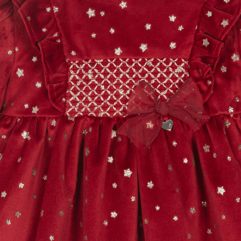 Mayoral-Girls Velour Starry Red Dress | Childrensalon Outlet