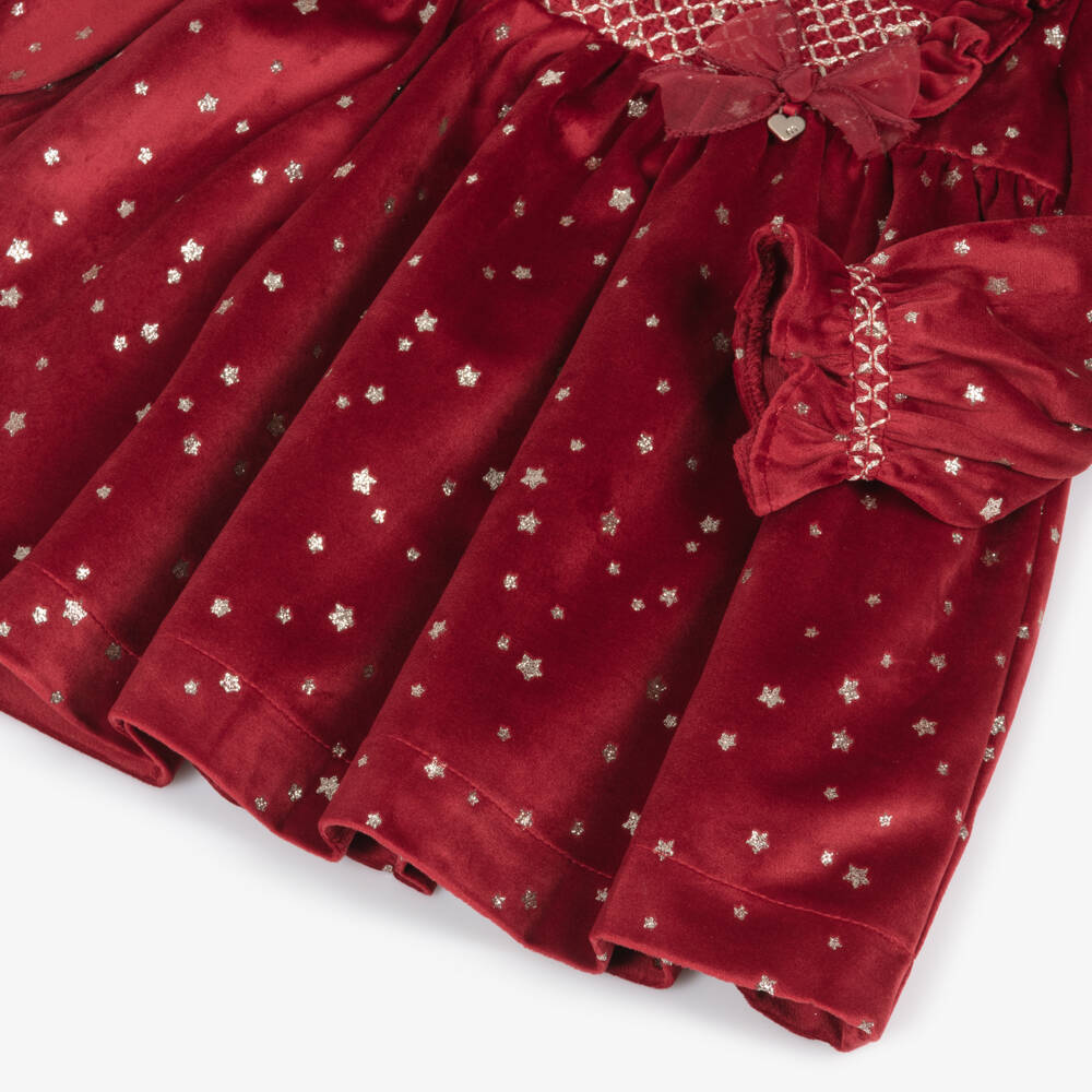Mayoral-Girls Velour Starry Red Dress | Childrensalon Outlet