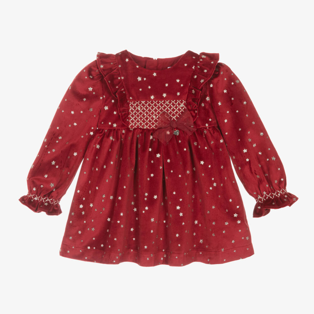 Mayoral-Girls Velour Starry Red Dress | Childrensalon Outlet