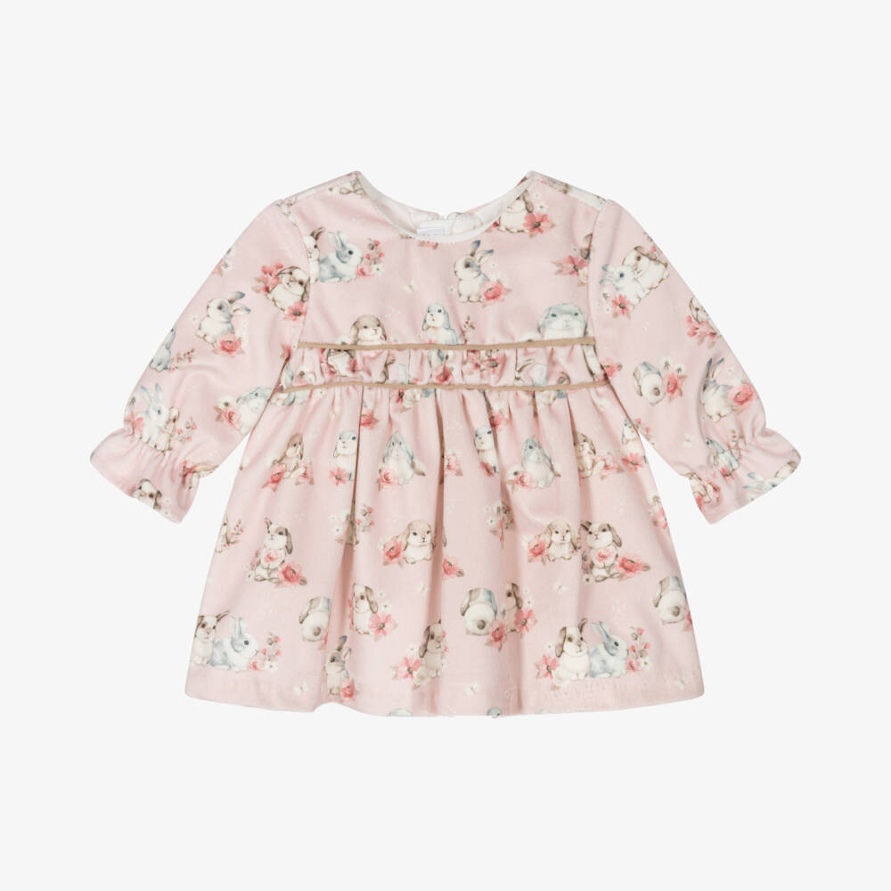 Mayoral Newborn-Girls Velvet Bunny Print Dress | Childrensalon Outlet