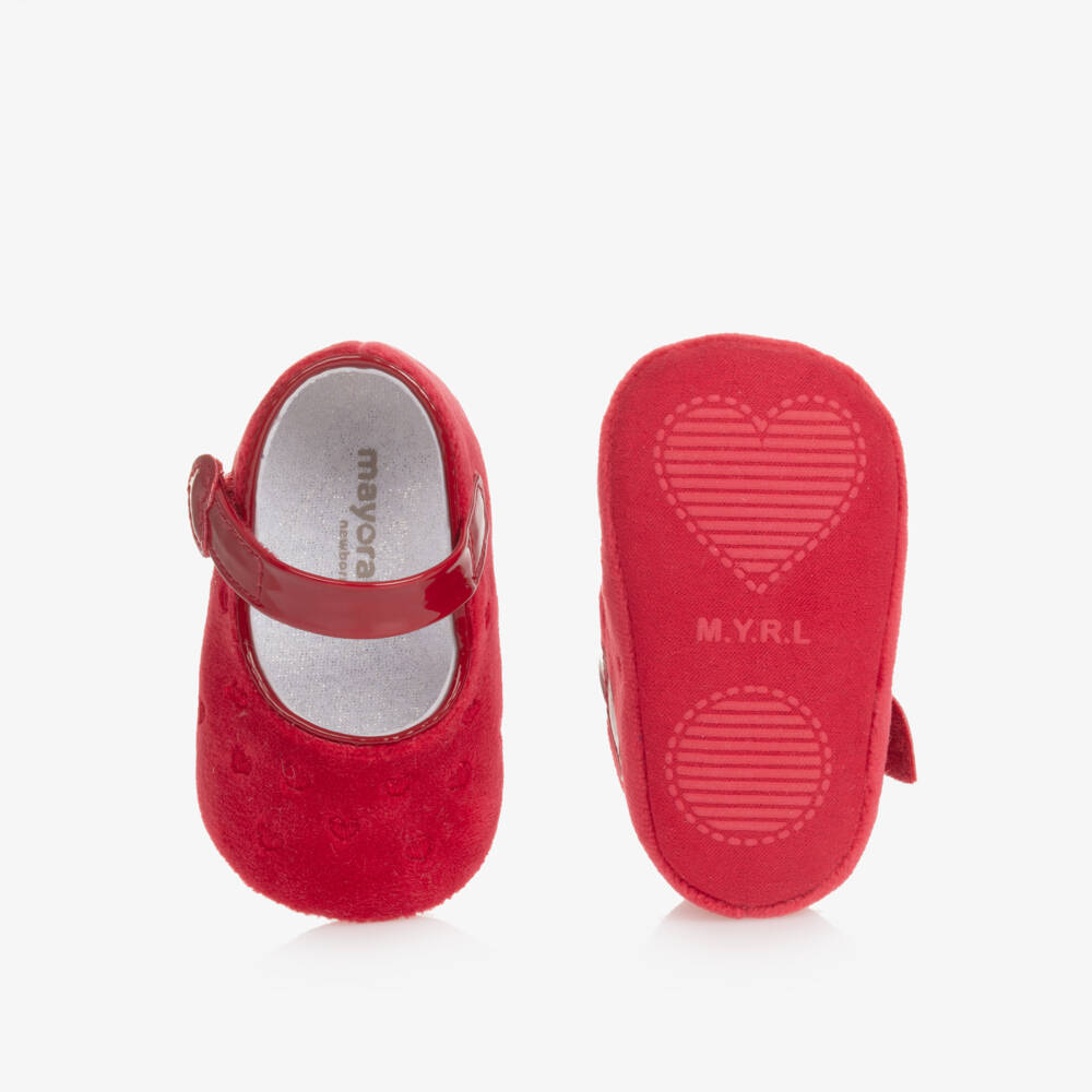 مايورال Newborn-حذاء لمرحلة قبل المشي قطيفة لون أحمر للمولودات | Childrensalon Outlet