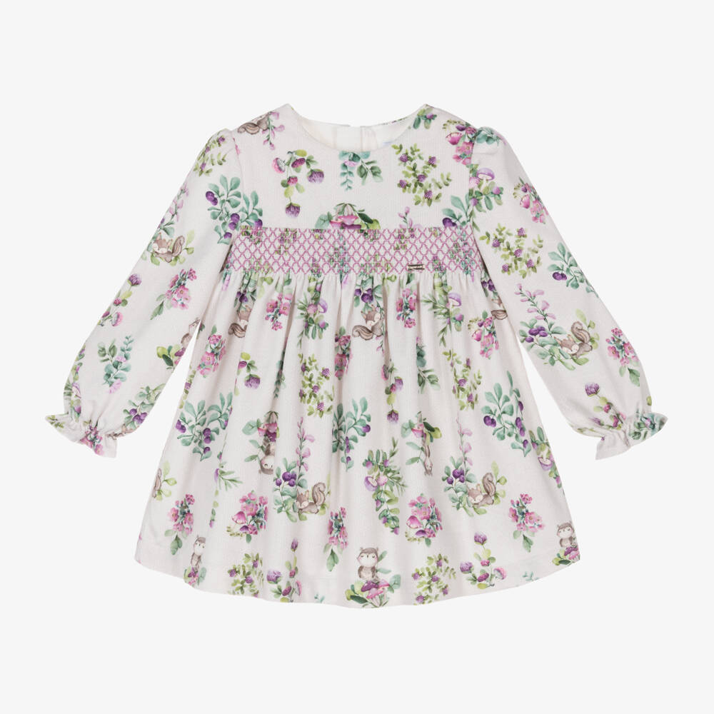 Mayoral-Girls Velvet Ivory Floral Dress | Childrensalon Outlet