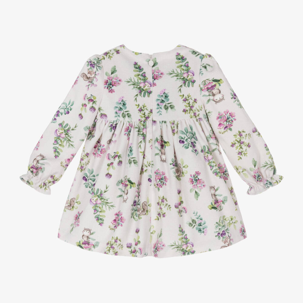 Mayoral-Girls Velvet Ivory Floral Dress | Childrensalon Outlet