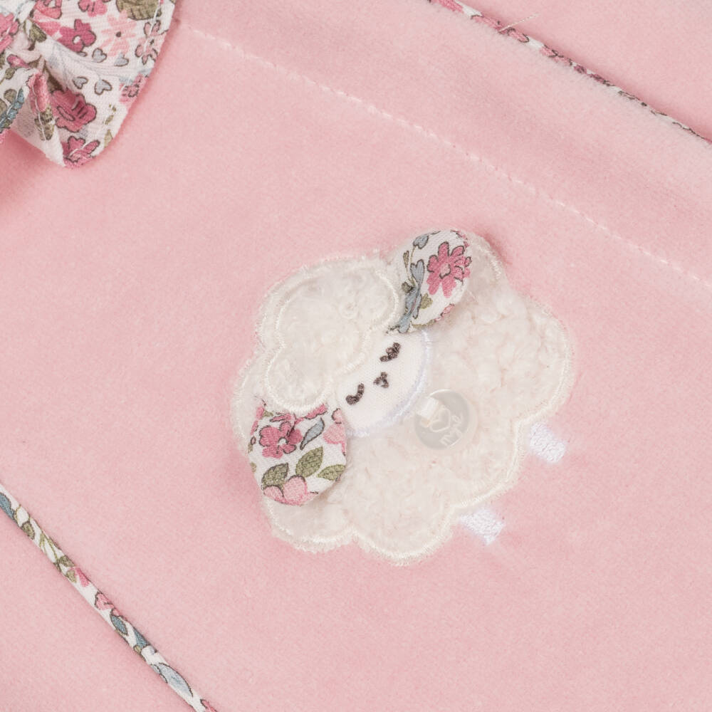 Mayoral Newborn-Girls Velvet Pink Lamb Romper | Childrensalon Outlet
