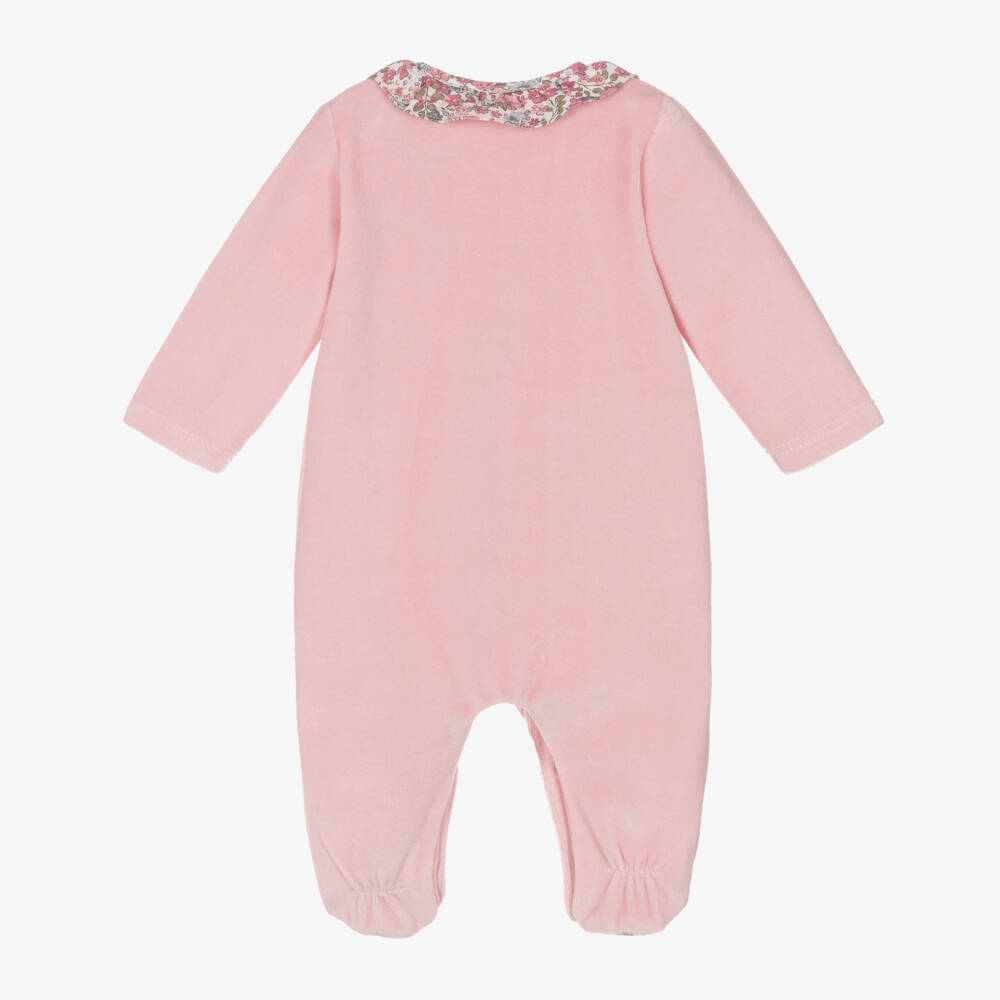 Mayoral Newborn-Girls Velvet Pink Lamb Romper | Childrensalon Outlet