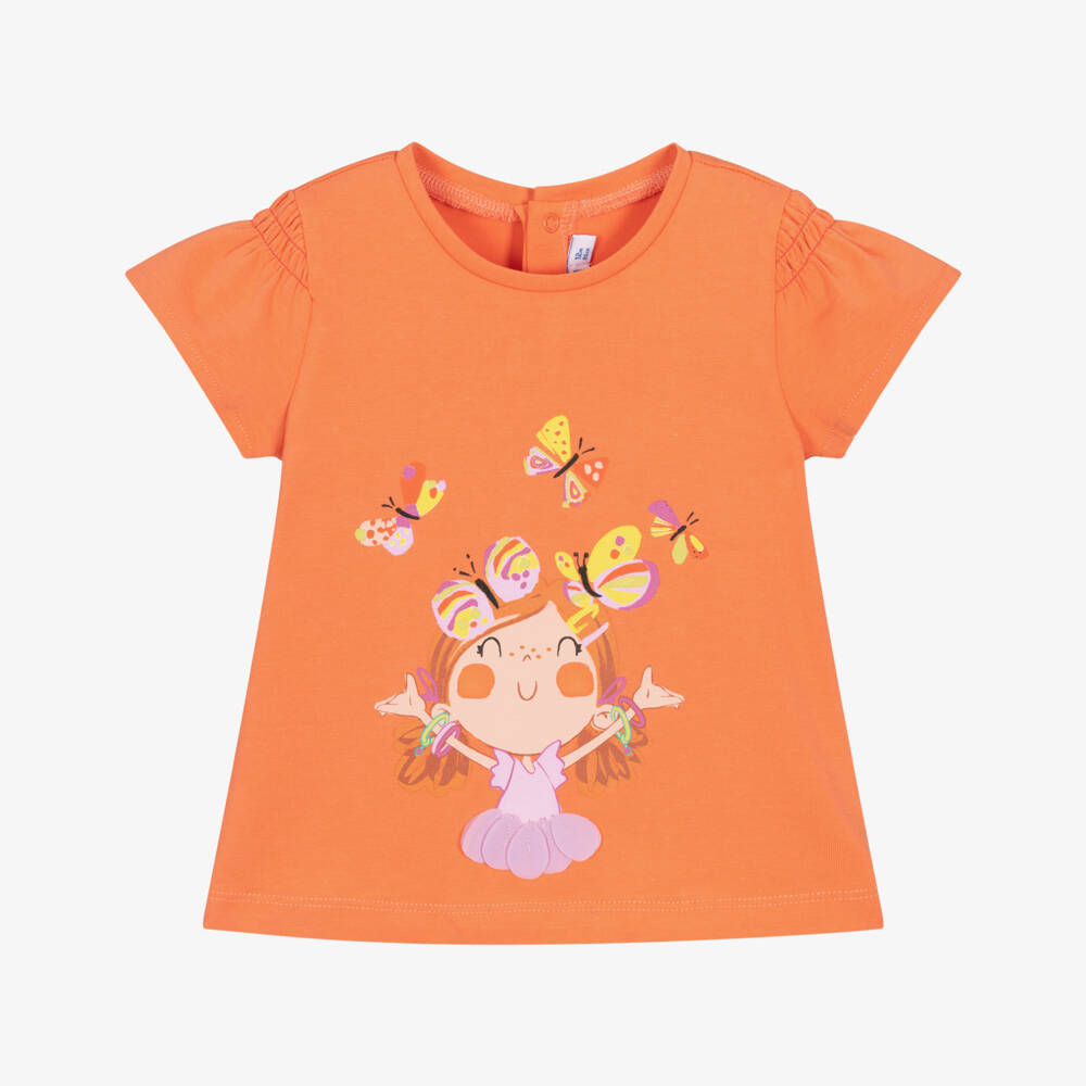 Mayoral-بلوزة قطنية زاهية للفتيات بنقشة الفراشات | Childrensalon Outlet