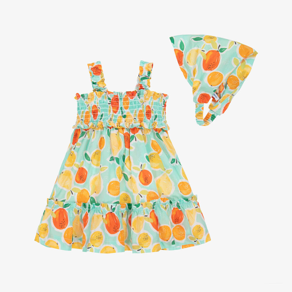 Mayoral-Girls Vibrant Green Fruit Dress Duo | Childrensalon Outlet