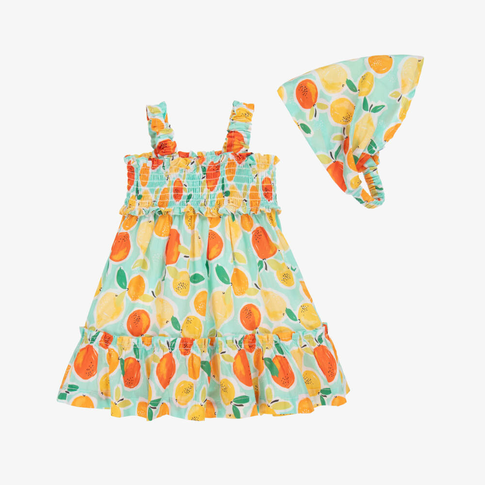 Mayoral-Girls Vibrant Green Fruit Dress Duo | Childrensalon Outlet