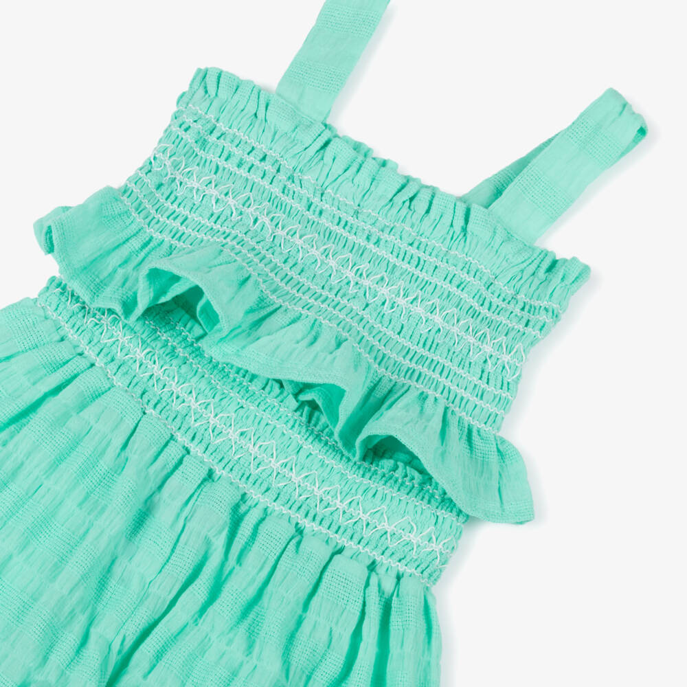 Mayoral-Girls Vibrant Green Smocked Shorts Ensemble | Childrensalon Outlet