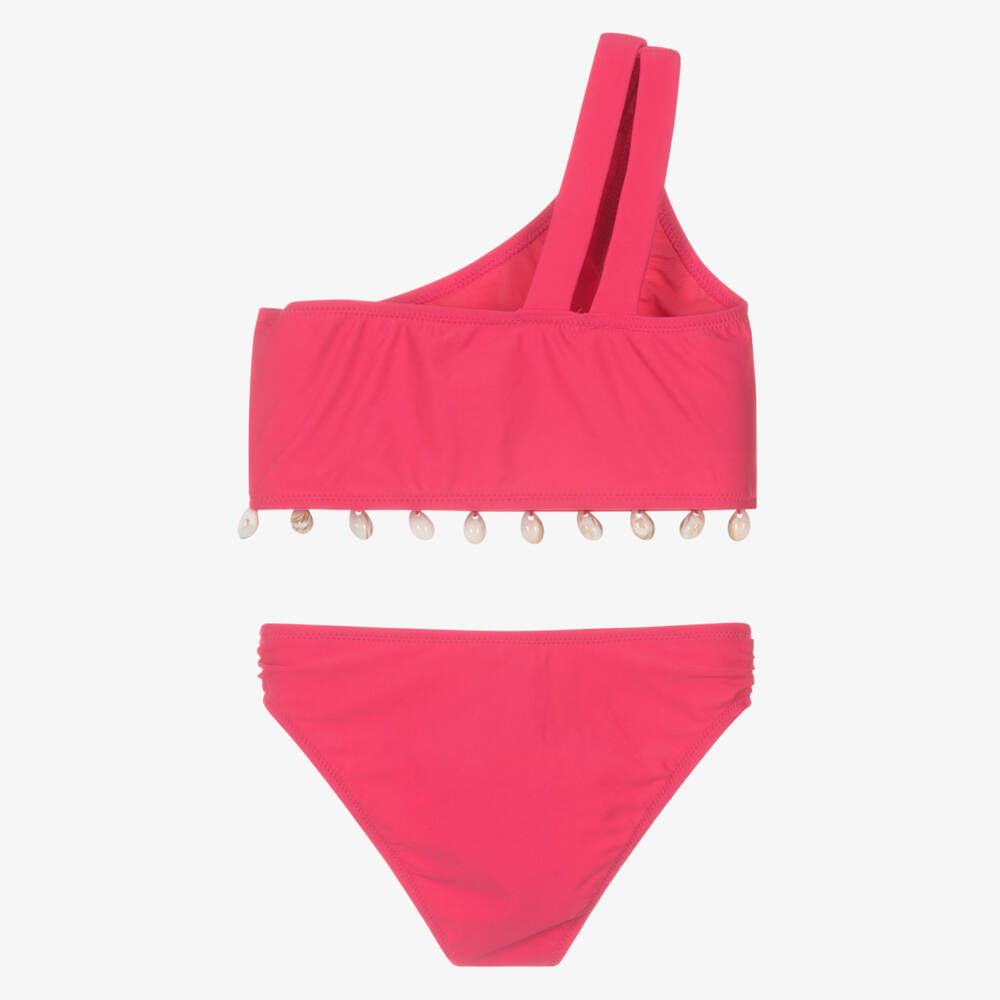 Mayoral-Girls Vibrant Pink Shell-Adorned Swimsuit | Childrensalon Outlet