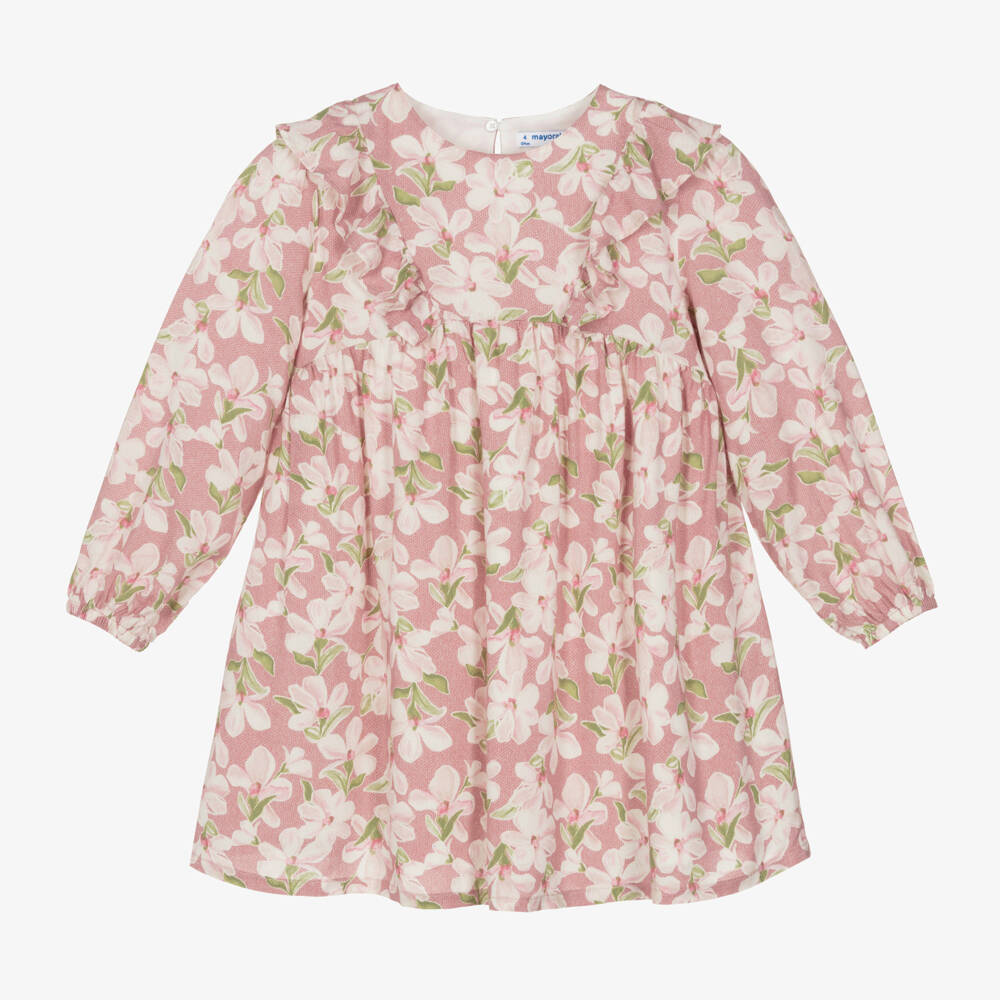 Mayoral-Girls Viscose Pink Floral Gown | Childrensalon Outlet