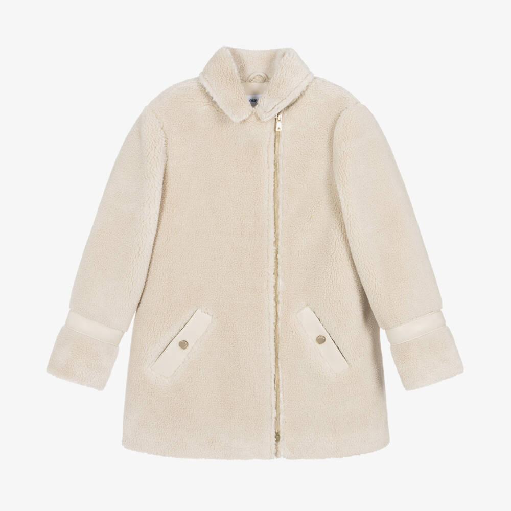 Mayoral-Girls Warm Ivory Teddy Jacket | Childrensalon Outlet