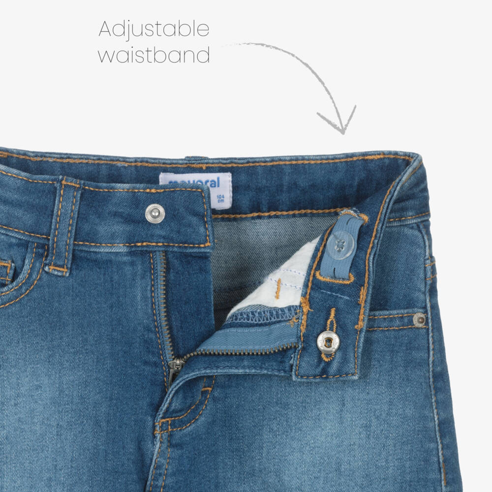 Mayoral-شورت جينز أزرق مغسول للبنات | Childrensalon Outlet