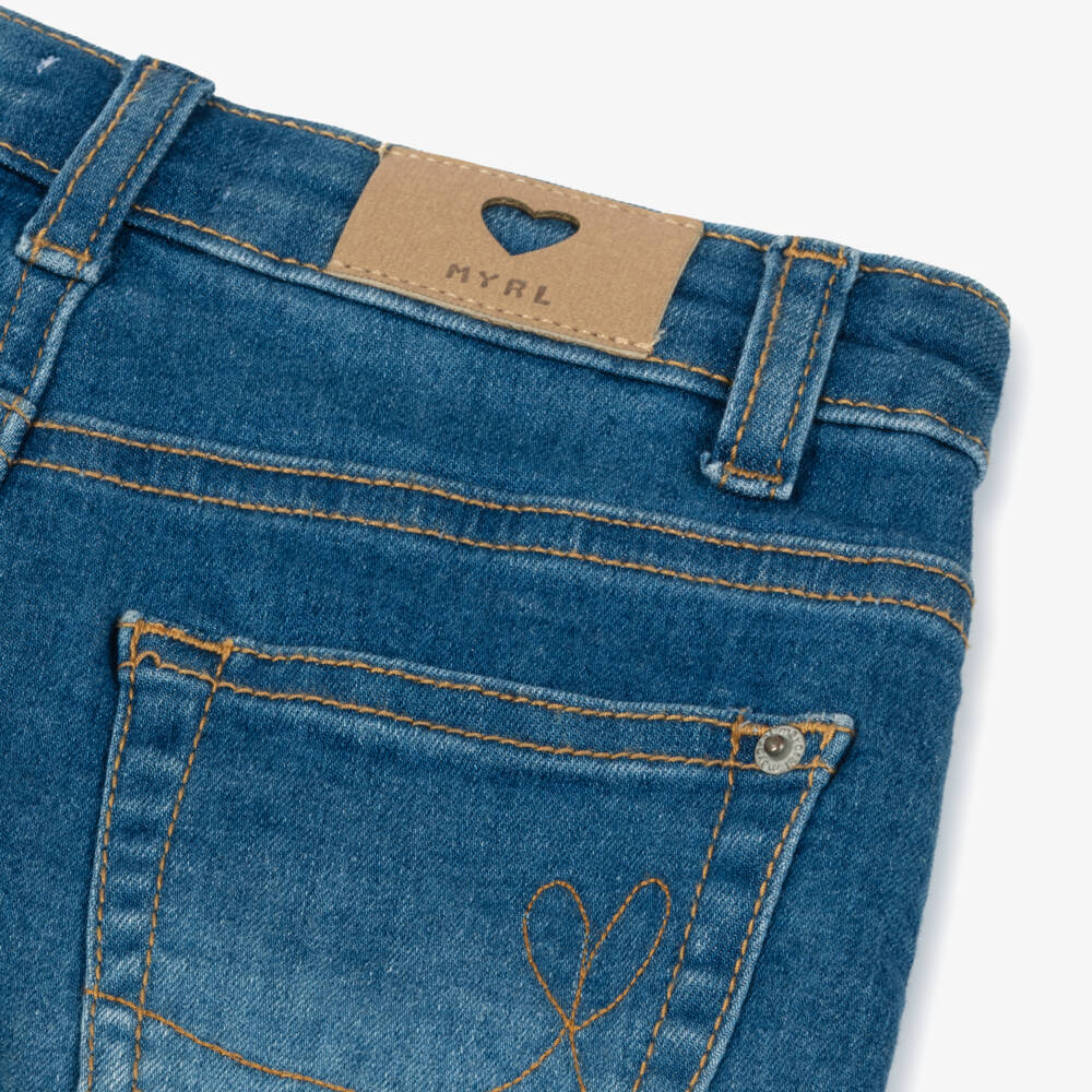 Mayoral-شورت جينز أزرق مغسول للبنات | Childrensalon Outlet