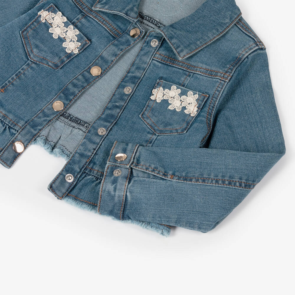 Mayoral-Girls Washed Indigo Denim Jacket | Childrensalon Outlet